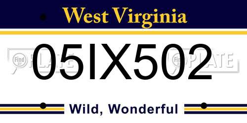 05IX502 West Virginia License Plate
