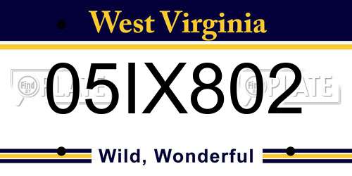 05IX802 West Virginia License Plate