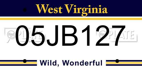 05JB127 West Virginia License Plate