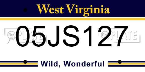 05JS127 West Virginia License Plate