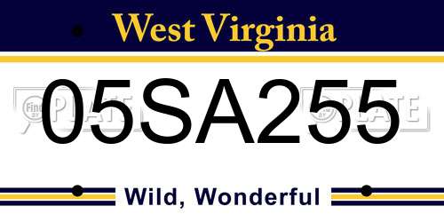 05SA255 West Virginia License Plate