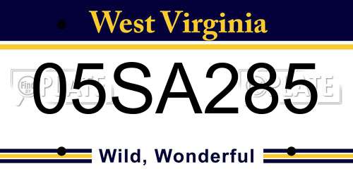 05SA285 West Virginia License Plate