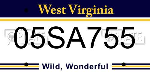 05SA755 West Virginia License Plate