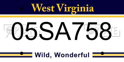 05SA758 West Virginia License Plate