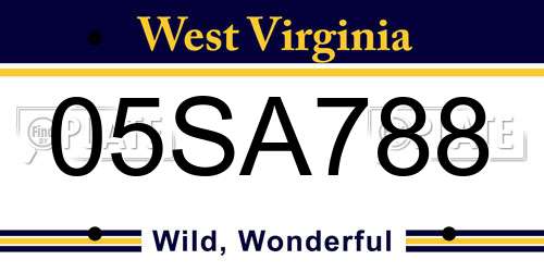05SA788 West Virginia License Plate