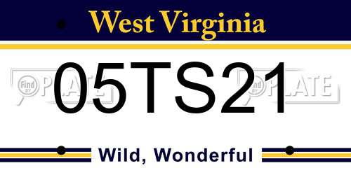 05TS21 West Virginia License Plate