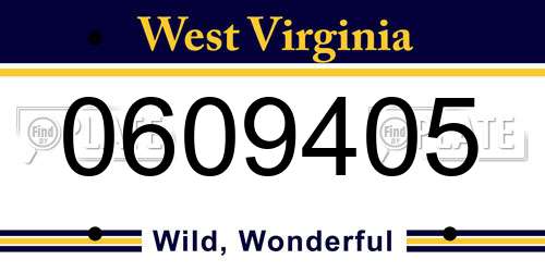 0609405 West Virginia License Plate