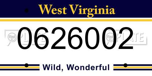 0626002 West Virginia License Plate