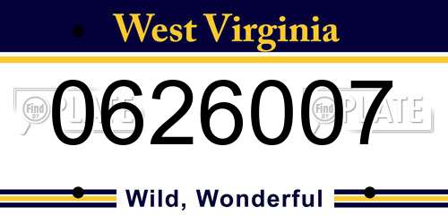 0626007 West Virginia License Plate