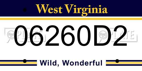 06260D2 West Virginia License Plate