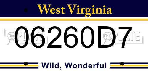 06260D7 West Virginia License Plate