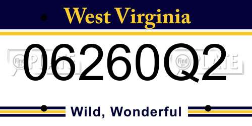 06260Q2 West Virginia License Plate