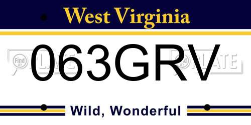 063GRV West Virginia License Plate