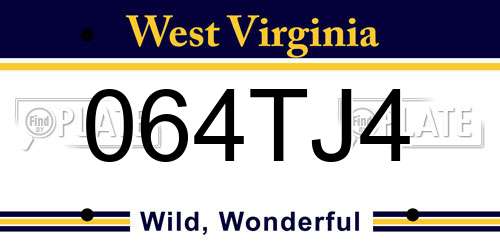 064TJ4 West Virginia License Plate