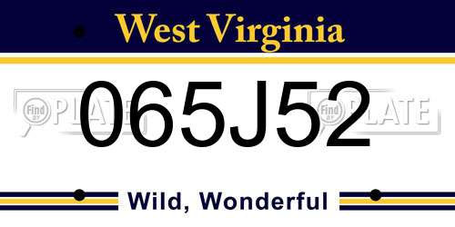 065J52 West Virginia License Plate