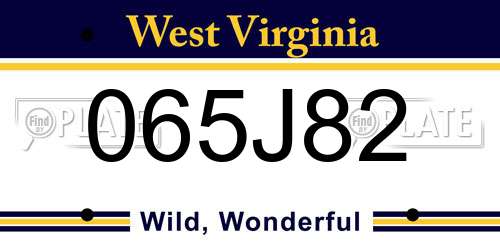 065J82 West Virginia License Plate