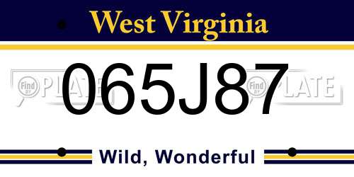 065J87 West Virginia License Plate