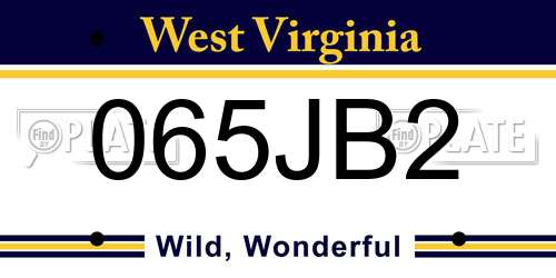 065JB2 West Virginia License Plate