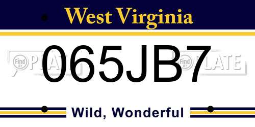 065JB7 West Virginia License Plate