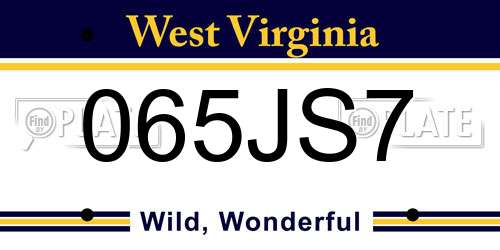 065JS7 West Virginia License Plate