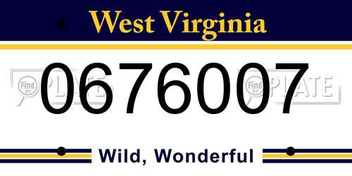 0676007 West Virginia License Plate