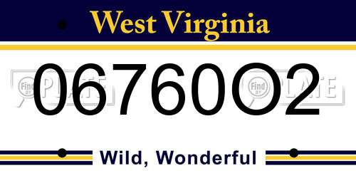 06760O2 West Virginia License Plate