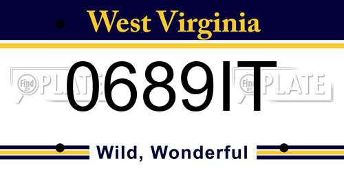 0689IT West Virginia License Plate