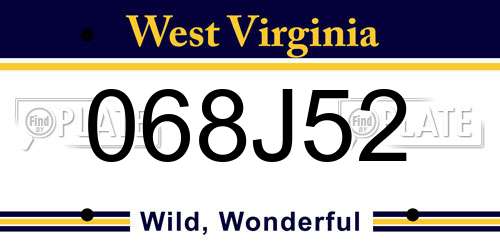 068J52 West Virginia License Plate