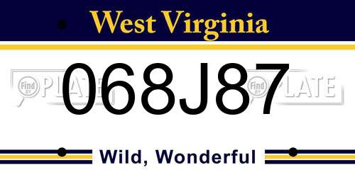 068J87 West Virginia License Plate
