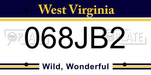068JB2 West Virginia License Plate