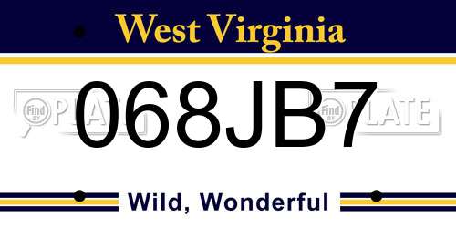 068JB7 West Virginia License Plate
