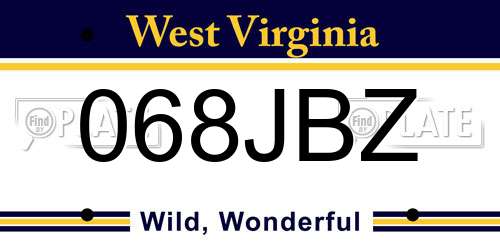 068JBZ West Virginia License Plate