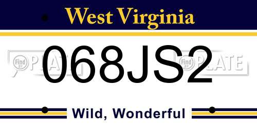 068JS2 West Virginia License Plate