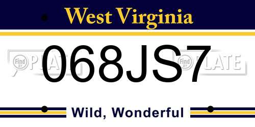068JS7 West Virginia License Plate