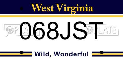 068JST West Virginia License Plate