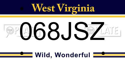 068JSZ West Virginia License Plate