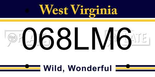 068LM6 West Virginia License Plate