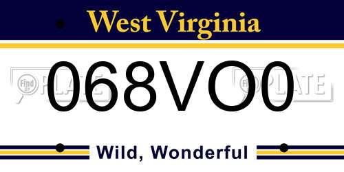 068VO0 West Virginia License Plate