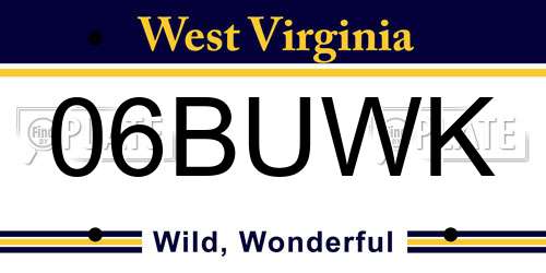06BUWK West Virginia License Plate