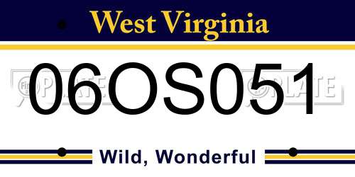 06OS051 West Virginia License Plate