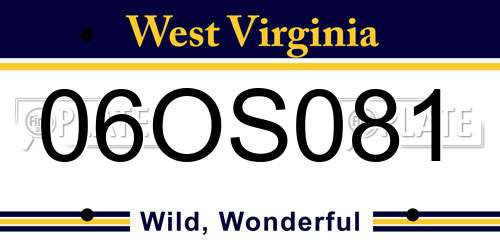 06OS081 West Virginia License Plate