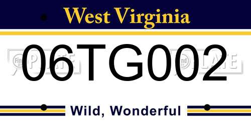 06TG002 West Virginia License Plate