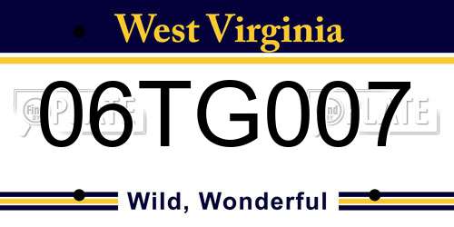 06TG007 West Virginia License Plate