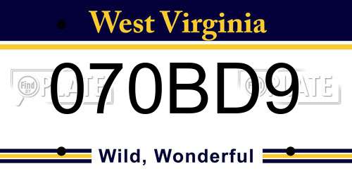 070BD9 West Virginia License Plate