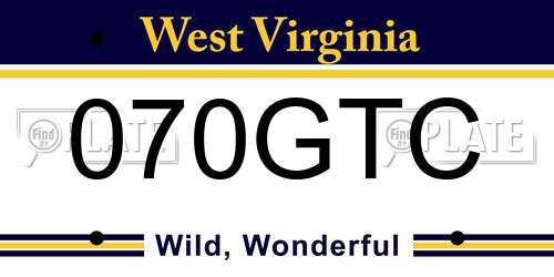 070GTC West Virginia License Plate
