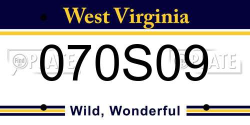 070S09 West Virginia License Plate