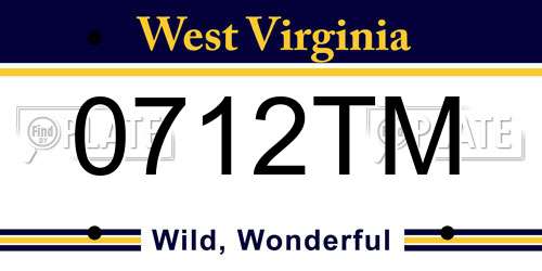 0712TM West Virginia License Plate