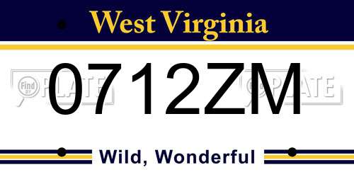 0712ZM West Virginia License Plate