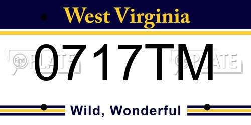 0717TM West Virginia License Plate