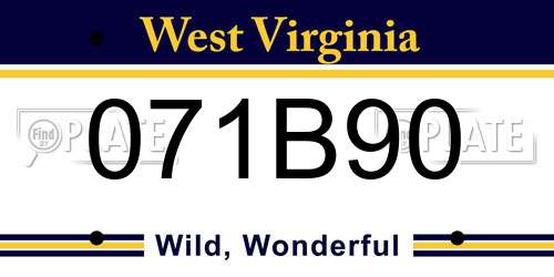 071B90 West Virginia License Plate
